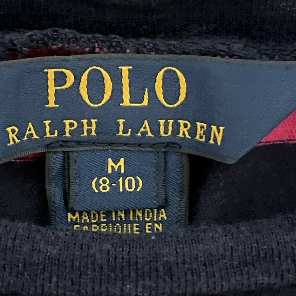 Polo Ralph Lauren Long Sleeve Shirt Girls M (8-10) Blue/Pink Embroidered Logo